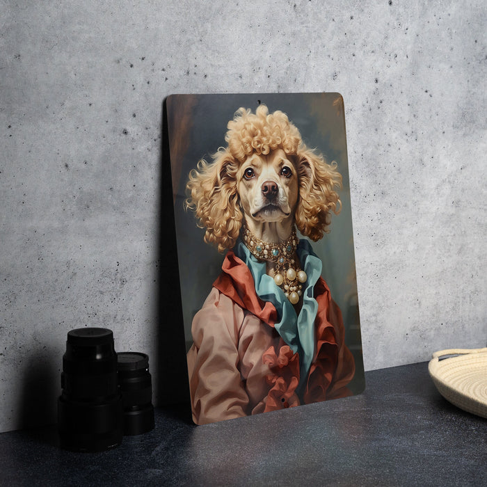 Victorian Poodle Painting Metal Sign - Regal Poodle, Aristocratic Elegance, Noble Breed, Period Decor, Sophisticated Poodle Art