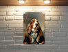 Victorian Warrior Basset Hound Metal Sign - Regal Hound, Noble Sentry, Period Guard, Aristocratic Basset, Historical Dog Decor