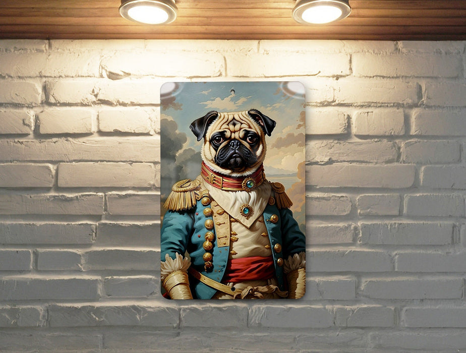 Victorian Warrior Pug Metal Sign - Regal Fighter, Noble Pug, Period Warrior, Aristocratic Guard, Pug Decor