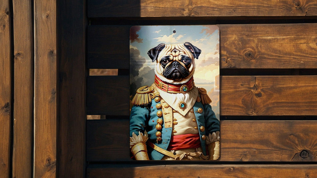 Victorian Warrior Pug Metal Sign - Regal Fighter, Noble Pug, Period Warrior, Aristocratic Guard, Pug Decor