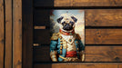 Victorian Warrior Pug Metal Sign - Regal Fighter, Noble Pug, Period Warrior, Aristocratic Guard, Pug Decor