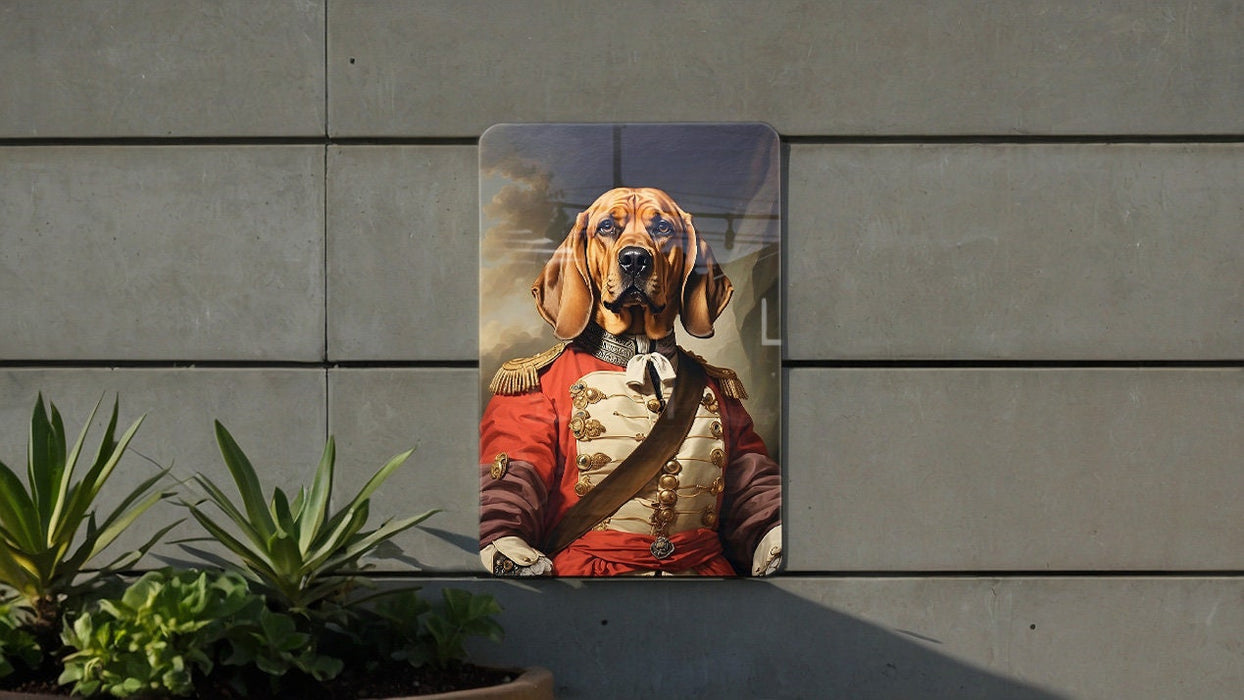 Warrior Bloodhound Victorian Painting Metal Sign - Noble Tracker, Regal Bloodhound, Period Warrior, Historical Hunt, Bloodhound Art