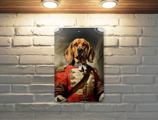 Warrior Bloodhound Victorian Painting Metal Sign - Noble Tracker, Regal Bloodhound, Period Warrior, Historical Hunt, Bloodhound Art