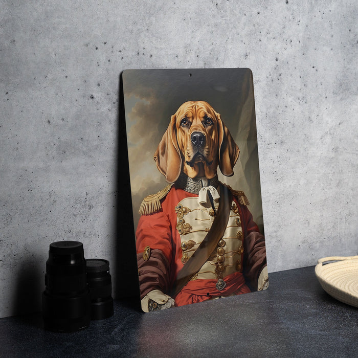 Warrior Bloodhound Victorian Painting Metal Sign - Noble Tracker, Regal Bloodhound, Period Warrior, Historical Hunt, Bloodhound Art