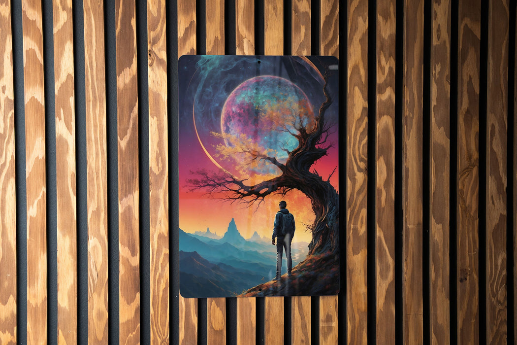 Sci-Fi Alien Themed Wall Art Metal Sign - Extraterrestrial Encounter, Space Beings, Cosmic Mystery, Alien Landscape, Future World