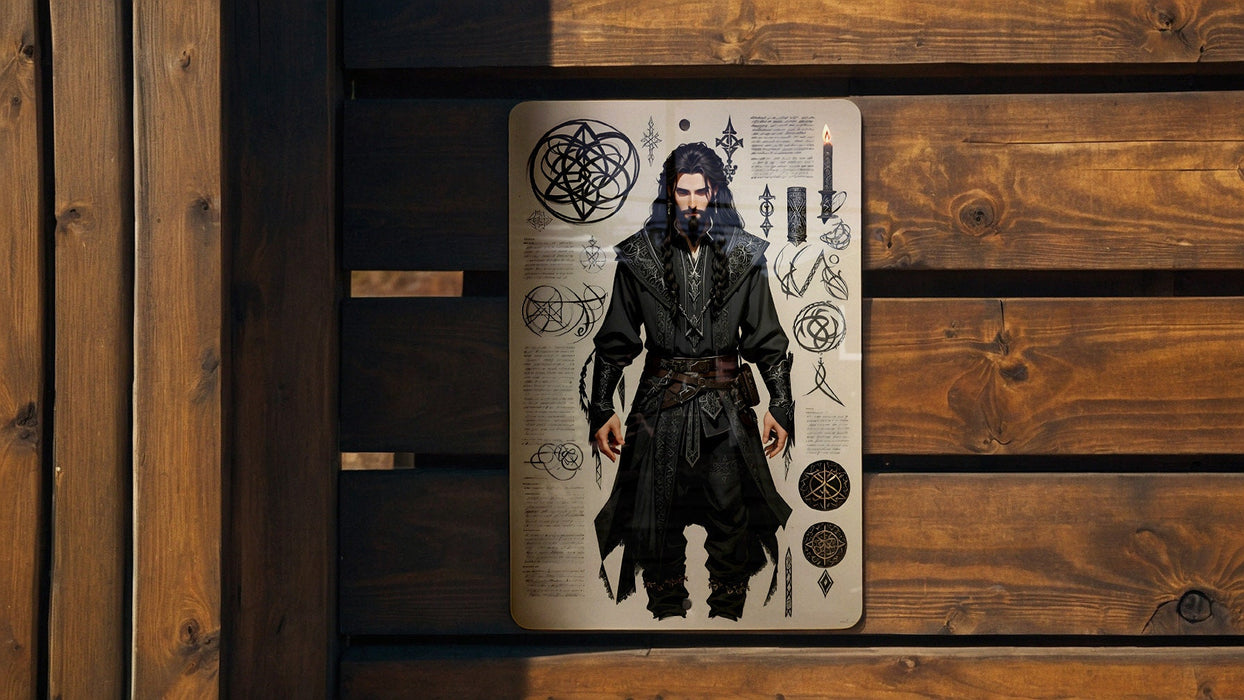 DnD Inspired Ninja Sketch Wall Art Metal Sign - Fantasy Stealth, RPG Warrior, Dungeon Explorer, Adventure Art, Role Play Decor