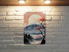 Vintage Japanese Volcano Painting Metal Sign - Majestic Mount, Oriental Landscape, Traditional Art, Beauty, Nature's Power