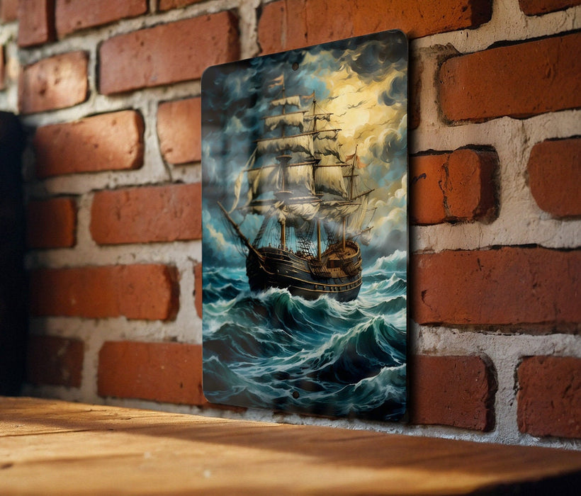 Vintage Sail Boat Wall Art Metal Sign - Nautical Charm, Sea Voyage, Classic Sailing, Oceanic Adventure, Timeless Sea