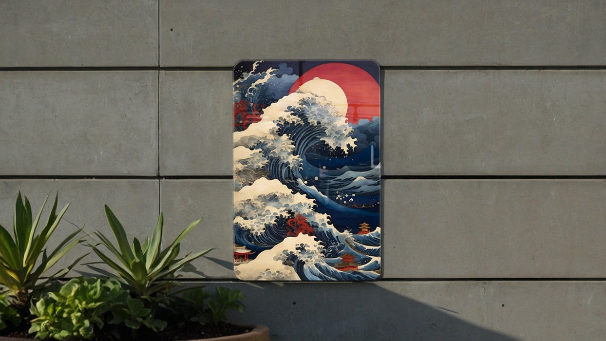 Vintage Japanese Ocean Art Metal Sign - Serene Sea, Traditional Waves, Oriental Aesthetic, Peaceful Water, Artistic Decor