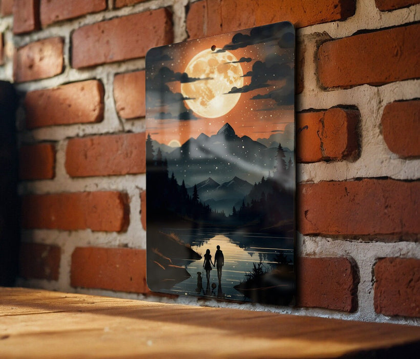 Simplistic Nature Night Sky Wall Art Metal Sign - Starry Wilderness, Minimalist Sky, Tranquil Night, Serene Landscape, Peaceful Sky