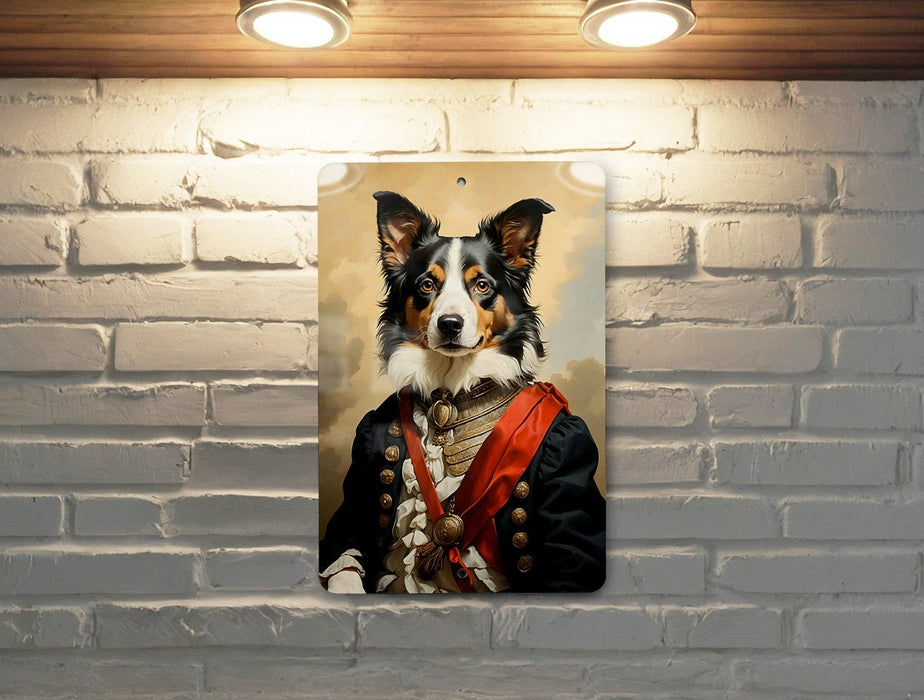 Fancy Victorian Border Collie Metal Sign - Elegant Portrait, Regal Canine, Aristocratic Pet, Period Dress, Classic Decor