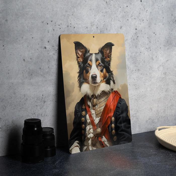 Fancy Victorian Border Collie Metal Sign - Elegant Portrait, Regal Canine, Aristocratic Pet, Period Dress, Classic Decor