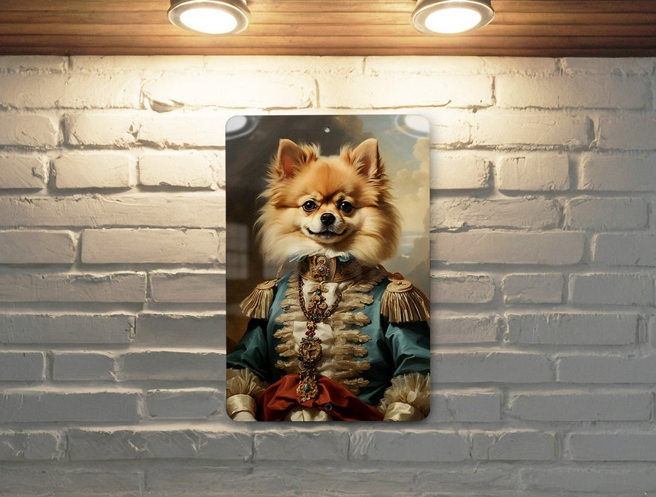 Fancy Victorian Pomeranian Metal Sign - Regal Portrait, Aristocratic Fluff, Period Elegance, Noble Pet, Luxurious Decor