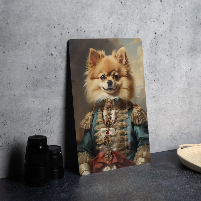 Fancy Victorian Pomeranian Metal Sign - Regal Portrait, Aristocratic Fluff, Period Elegance, Noble Pet, Luxurious Decor