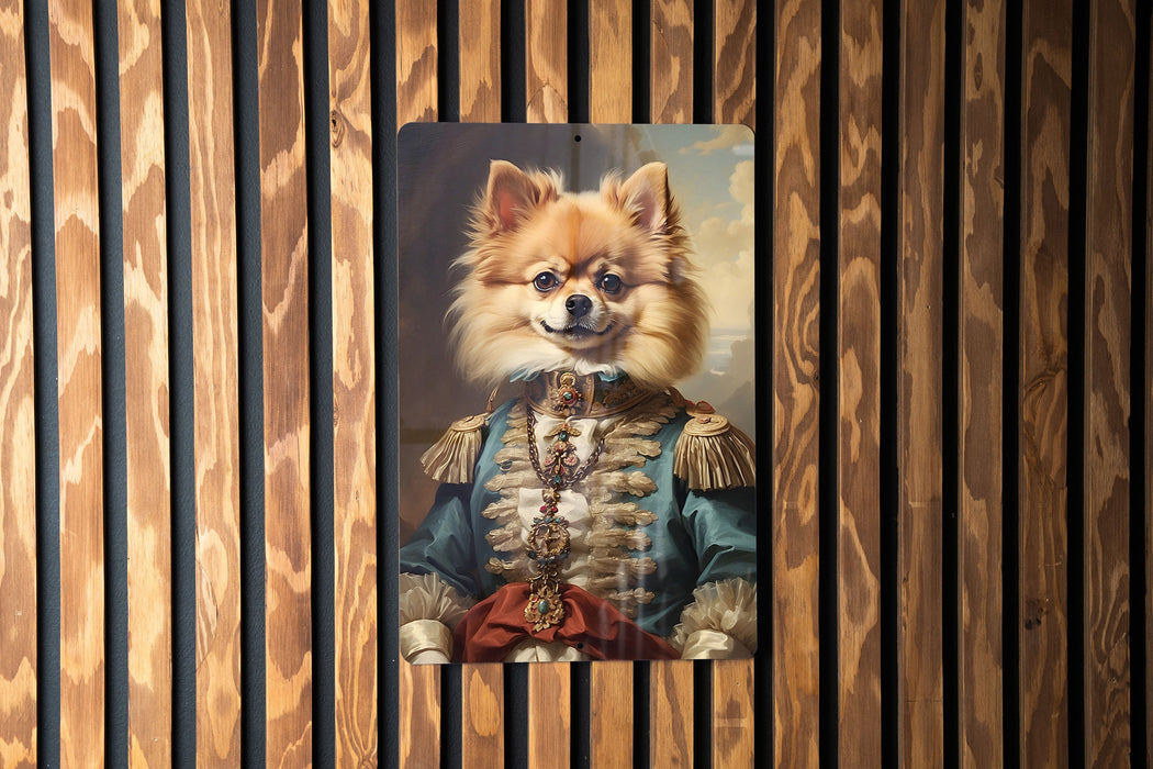 Fancy Victorian Pomeranian Metal Sign - Regal Portrait, Aristocratic Fluff, Period Elegance, Noble Pet, Luxurious Decor