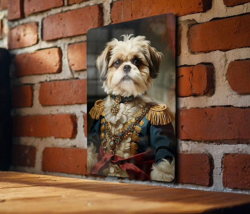 Fancy Victorian Shih Tzu Metal Sign - Luxe Portrait, Royal Companion, Aristocratic Breed, Period Glamour, Exquisite Decor