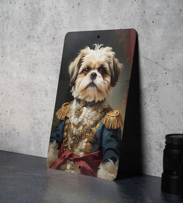 Fancy Victorian Shih Tzu Metal Sign - Luxe Portrait, Royal Companion, Aristocratic Breed, Period Glamour, Exquisite Decor