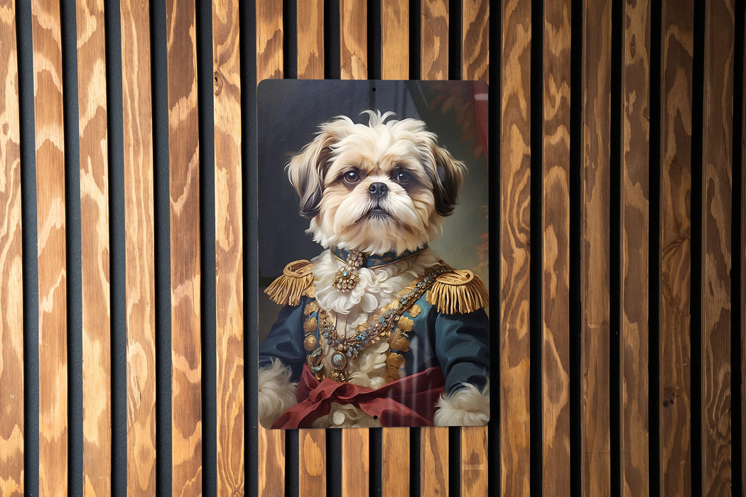 Fancy Victorian Shih Tzu Metal Sign - Luxe Portrait, Royal Companion, Aristocratic Breed, Period Glamour, Exquisite Decor