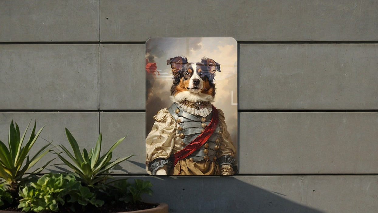 Victorian American Shepherd Metal Sign - Noble Breed, Elegant Portrait, Regal Canine, Historical Elegance, Classic Shepherd Decor