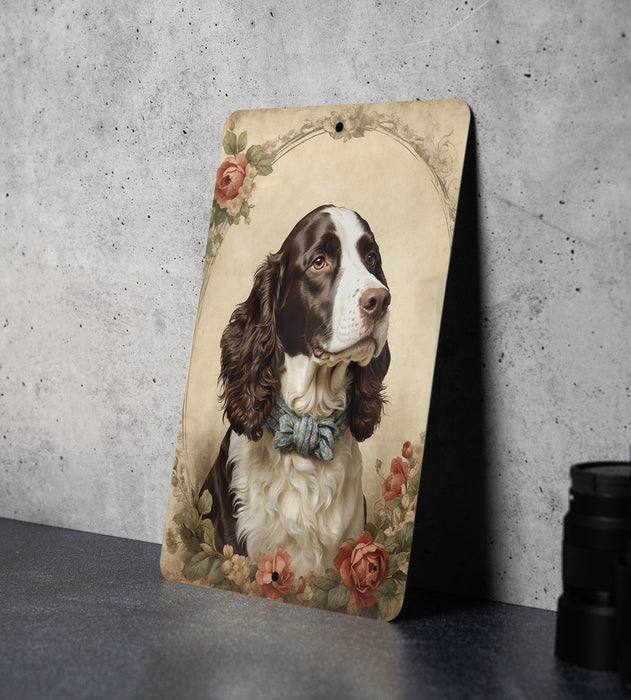 Victorian English Springer Metal Sign - Regal Spaniel, Aristocratic Charm, Period Dog Portrait, Noble Canine, Heritage Decor