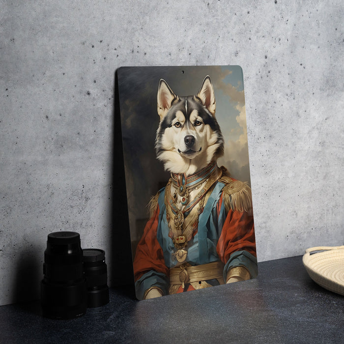 Victorian Fancy Husky Metal Sign - Noble Snow Dog, Regal Winter Breed, Aristocratic Husky, Period Attire, Majestic Canine Decor