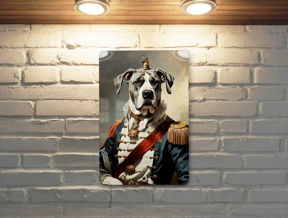 Victorian Great Dane Warrior Metal Sign - Majestic Protector, Regal Guardian, Noble Dane, Historical Fighter, Grand Canine Decor