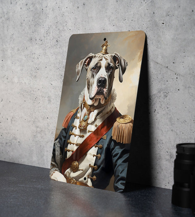 Victorian Great Dane Warrior Metal Sign - Majestic Protector, Regal Guardian, Noble Dane, Historical Fighter, Grand Canine Decor