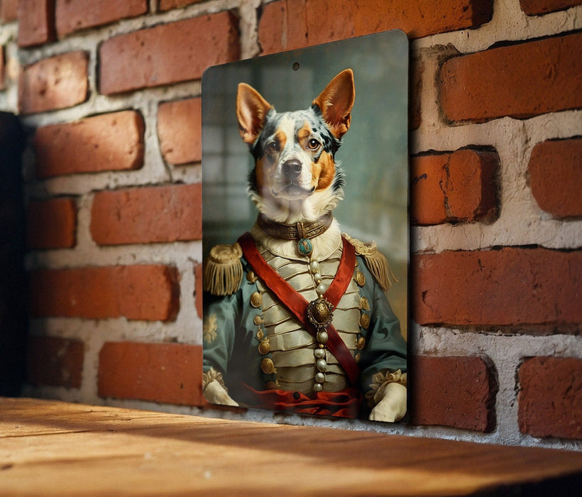 Victorian Australian Cattle Dog Painting Metal Sign - Noble Herder, Regal Canine, Historical Breed, Rustic Elegance, Farmhouse Decor