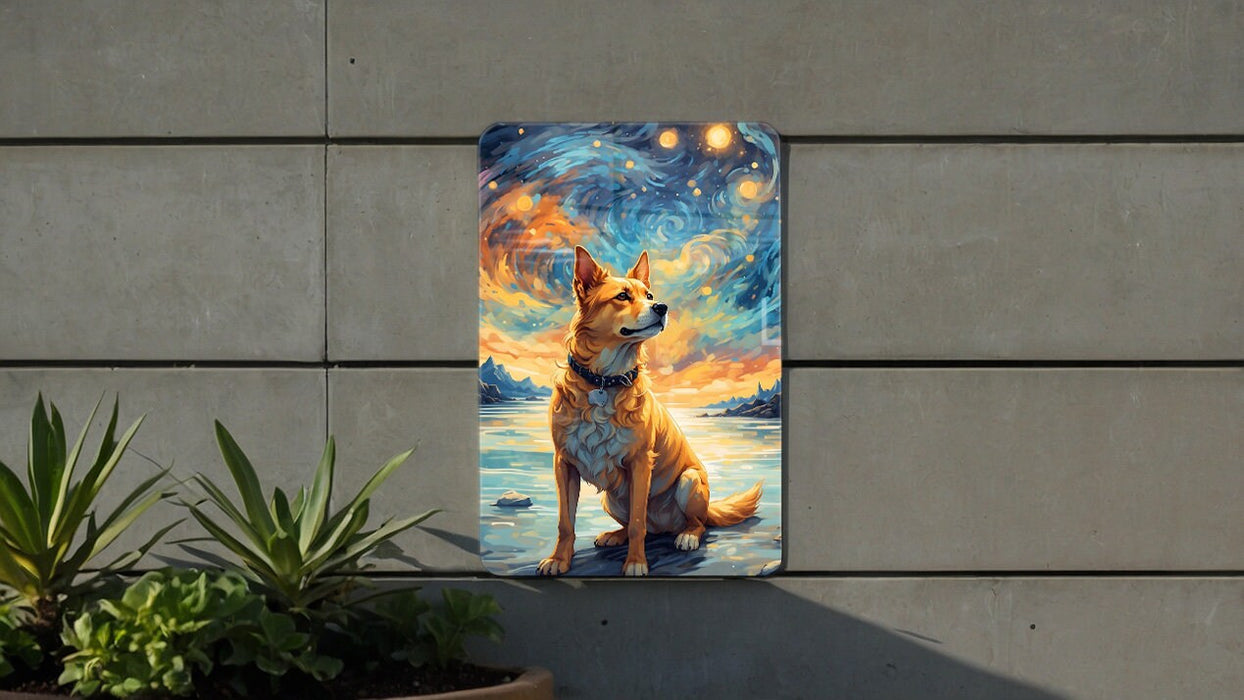 Dog in Nature Galaxy Art Metal Sign - Abstract Animal, Cosmic Pet, Starry Wilderness, Space Decor, Nature Lover