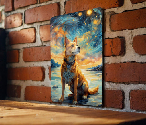 Dog in Nature Galaxy Art Metal Sign - Abstract Animal, Cosmic Pet, Starry Wilderness, Space Decor, Nature Lover