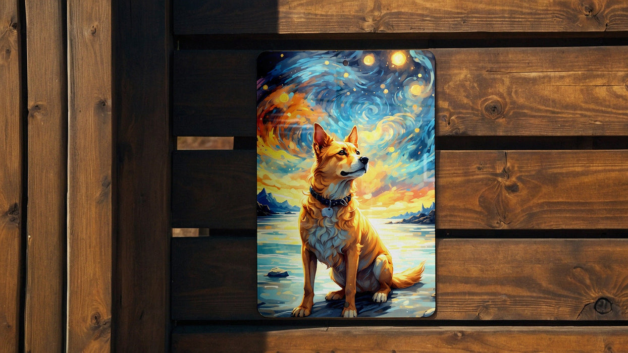 Dog in Nature Galaxy Art Metal Sign - Abstract Animal, Cosmic Pet, Starry Wilderness, Space Decor, Nature Lover