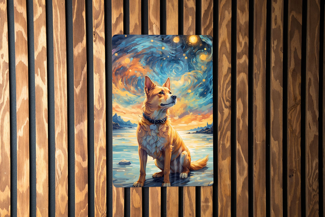 Dog in Nature Galaxy Art Metal Sign - Abstract Animal, Cosmic Pet, Starry Wilderness, Space Decor, Nature Lover