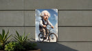 Einstein Bicycle Painting Metal Sign - Vintage Science Art, Genius on Bike, Historical Decor, Inspirational Figure, Unique Art
