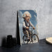Einstein Bicycle Painting Metal Sign - Vintage Science Art, Genius on Bike, Historical Decor, Inspirational Figure, Unique Art