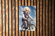Einstein Bicycle Painting Metal Sign - Vintage Science Art, Genius on Bike, Historical Decor, Inspirational Figure, Unique Art
