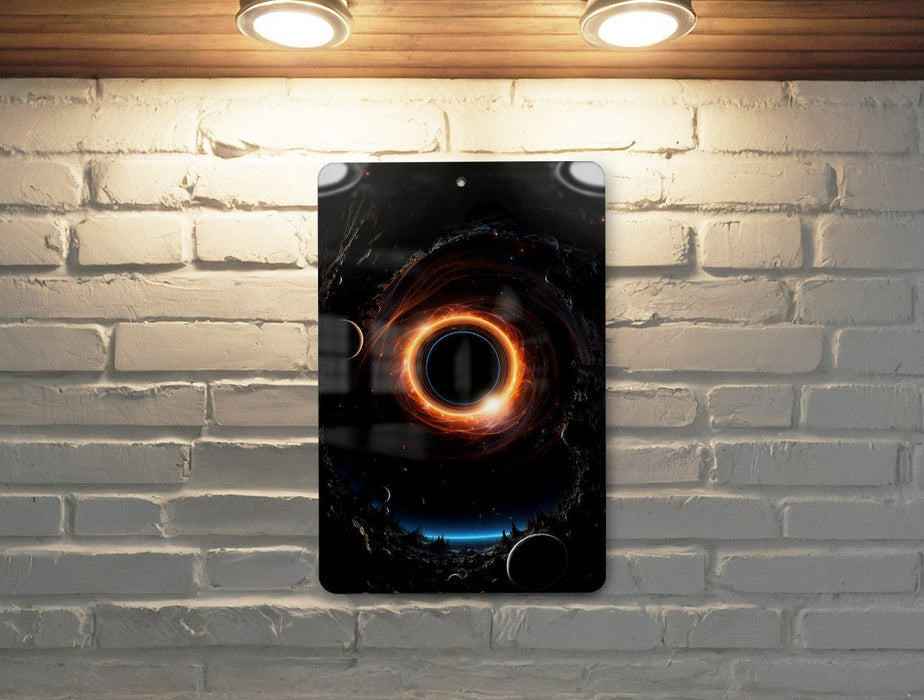 Fantasy Black Hole Galaxy Art Metal Sign - Cosmic Vortex, Space Mystery, Galactic Decor, Universe Portal, Astral Art