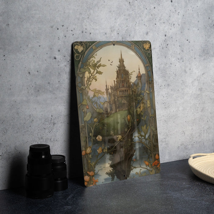 Floating Castle Fantasy Painting Metal Sign - Dreamworld Decor, Sky Fortress, Magical Realm, Enchanted Castle, Airborne Wonder