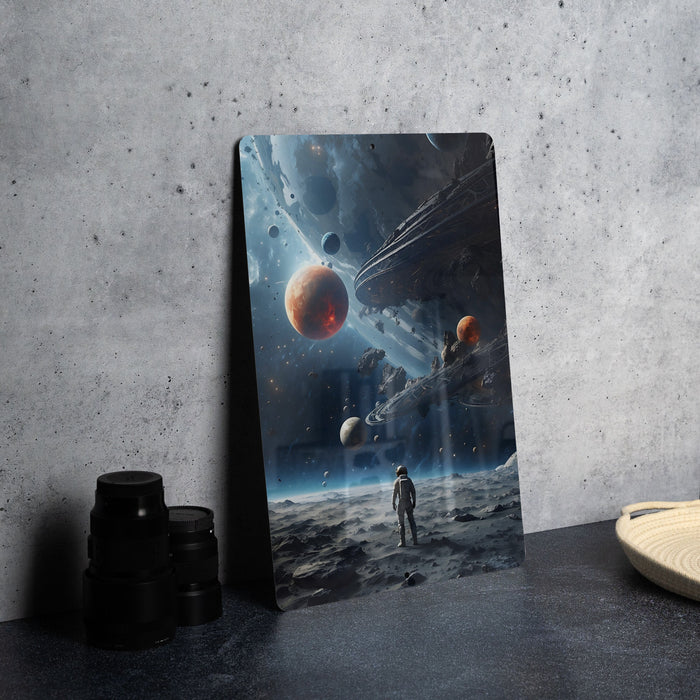 Fantasy Space Astronaut Art Metal Sign - Cosmic Explorer, Interstellar Travel, Space Suit Dream, Galactic Adventure, Star Walker