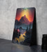 Fantasy Mountain Retrowave Wall Art Metal Sign - Synthwave Aesthetic, Retro Futurism, Neon Landscape, 80s Nostalgia, Dreamy View
