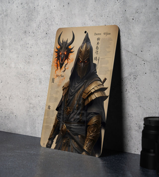 Fantasy Assassin Sketch Art Metal Sign - Dark Warrior, Medieval Rogue, Stealth Fighter, Epic Battle, Heroic Decor