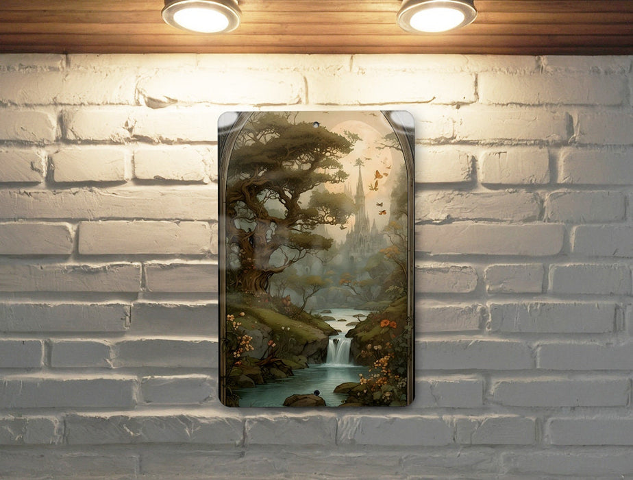 Fantasy Nature Wall Art Metal Sign - Enchanted Forest, Magical Landscape, Mystical Woods, Dreamy Scenery, Fairy Tale Decor