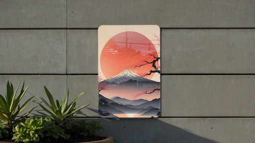 Simplistic Japanese Mountain Wall Art Metal Sign - Minimalist Nature, Zen Landscape, Oriental Scenery, Peaceful View, Asian Art