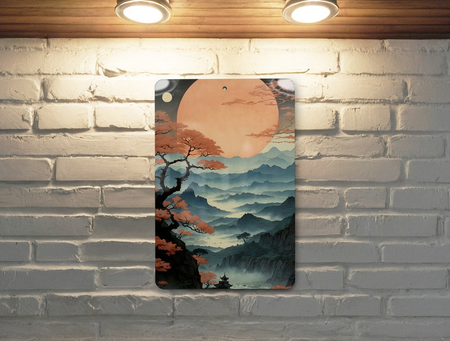 Japanese Simplistic Nature Wall Art Metal Sign - Zen Garden, Tranquil Scenery, Minimalist Decor, Peaceful Landscape, Art