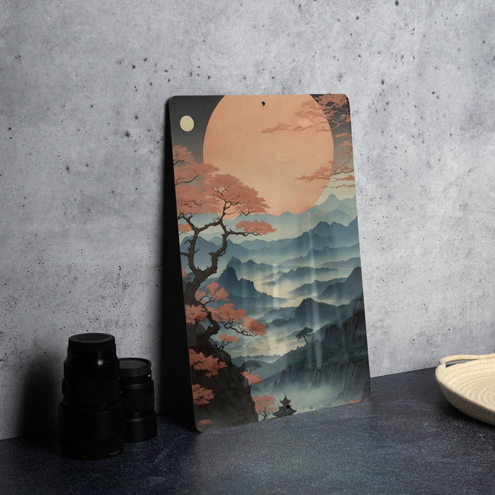 Japanese Simplistic Nature Wall Art Metal Sign - Zen Garden, Tranquil Scenery, Minimalist Decor, Peaceful Landscape, Art