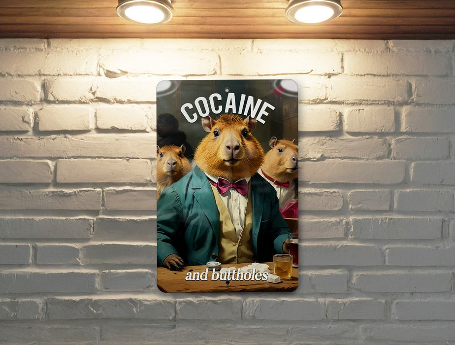 Cocaine & Buttholes Metal Sign - Edgy Humor, Bold Statement, Unique Bar Decor