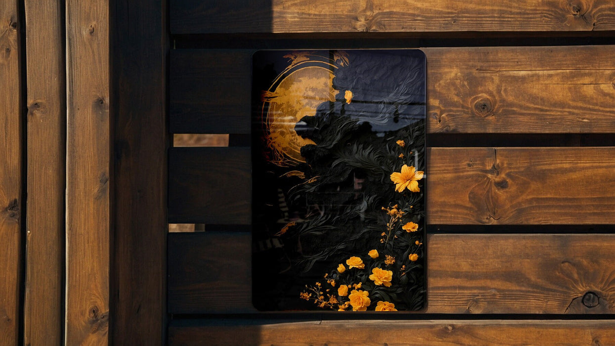 Gold & Black Abstract Art, Modern Decor, Chic Wall Accent Metal Sign