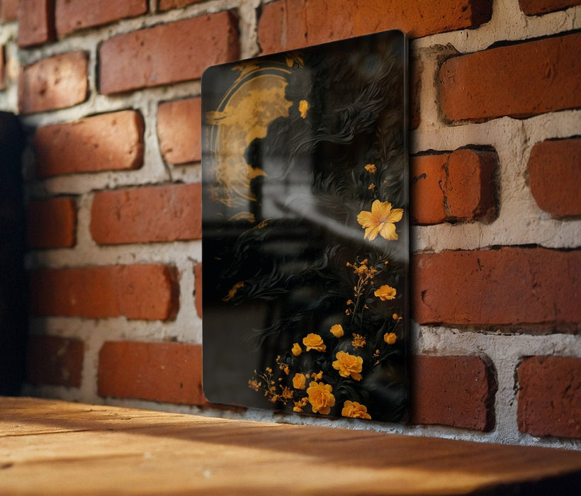 Gold & Black Abstract Art, Modern Decor, Chic Wall Accent Metal Sign