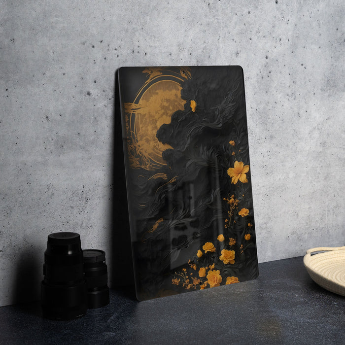 Gold & Black Abstract Art, Modern Decor, Chic Wall Accent Metal Sign