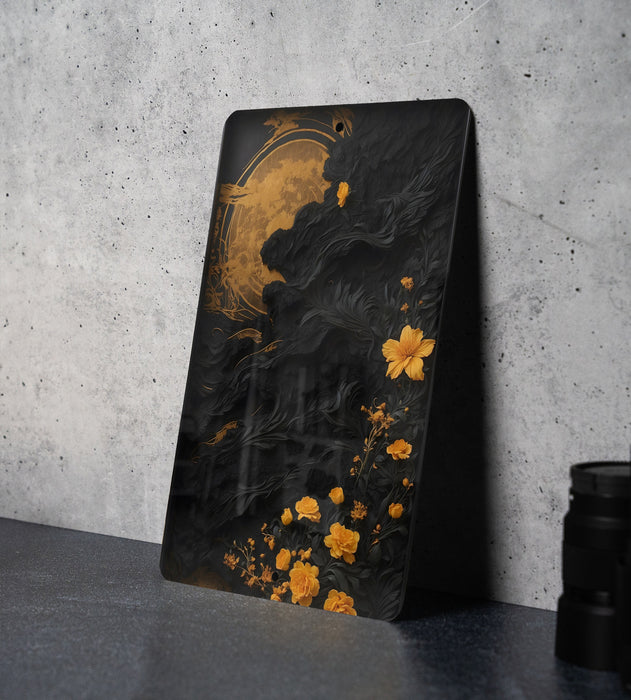 Gold & Black Abstract Art, Modern Decor, Chic Wall Accent Metal Sign