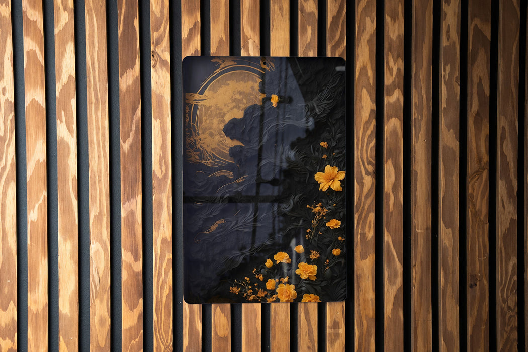 Gold & Black Abstract Art, Modern Decor, Chic Wall Accent Metal Sign